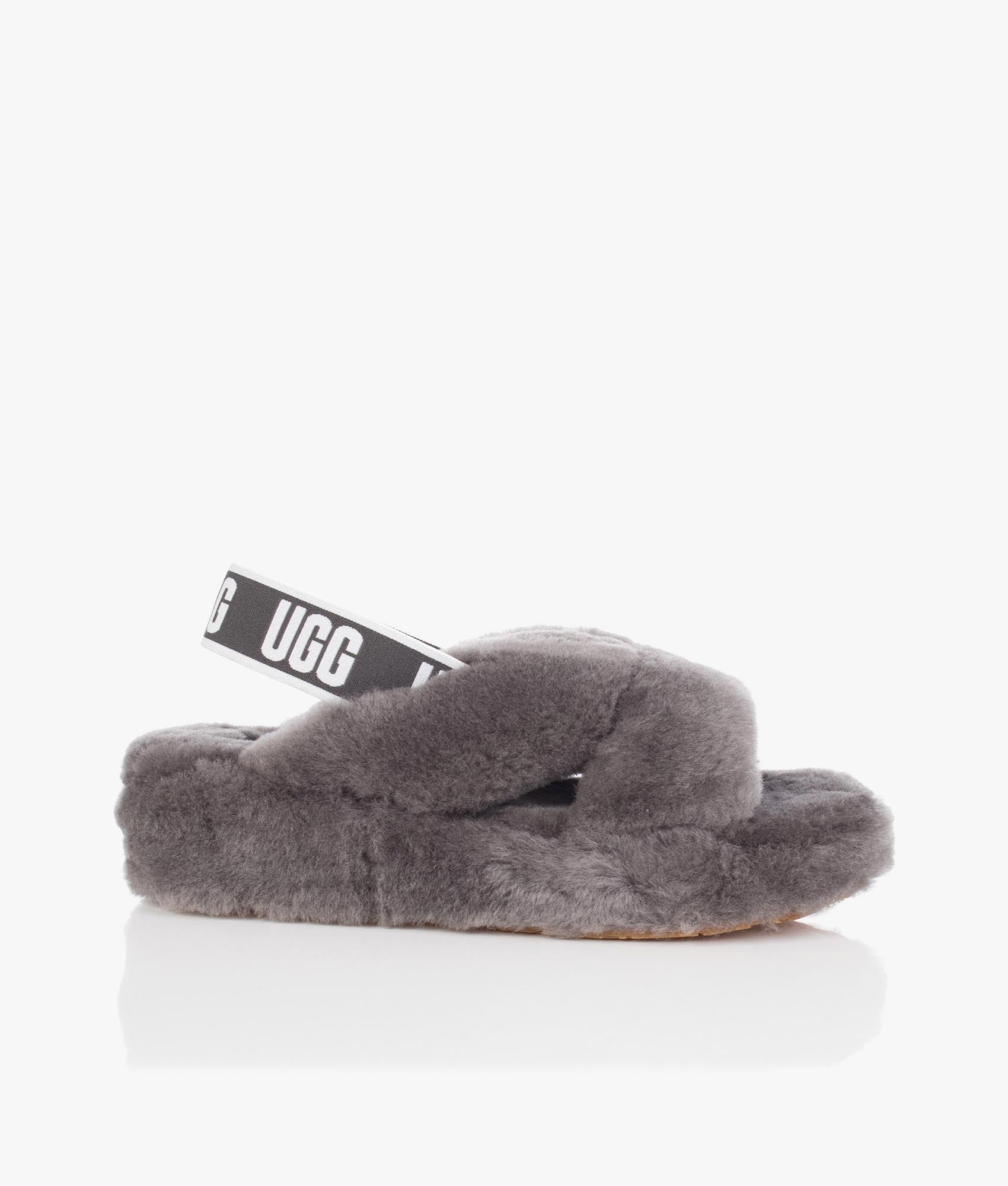 Black grey and sale white ugg slides