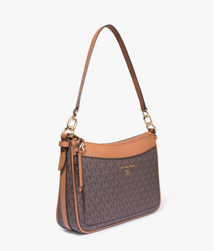 Jet set charm shoulder bag  in brown and acorn