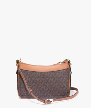 Jet set charm shoulder bag  in brown and acorn