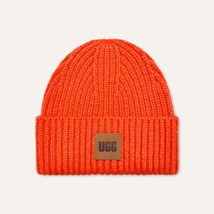 Chunky rib beanie in orange soda