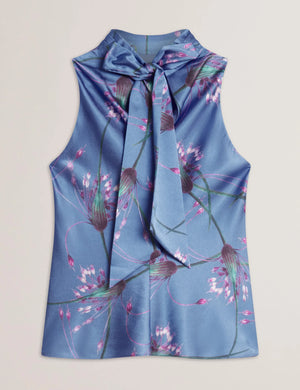 Varosa printed sleeveless cowl top in light blue