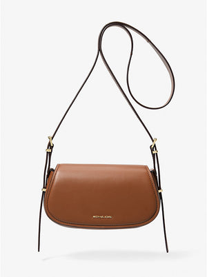 Lydia small leather crossbody bag in luggage