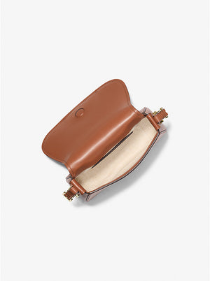 Lydia small leather crossbody bag in luggage