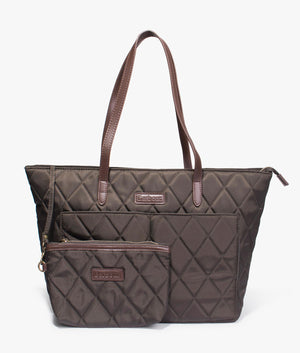 Quilted tote in olive