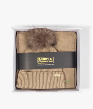 Mallory beanie and scarf gift set in light trench