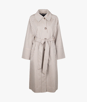 Beatrix check showerproof coat in sky micro check