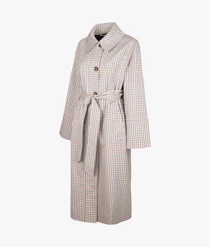 Beatrix check showerproof coat in sky micro check