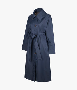 Beatrix showerproof trench coat in navy and dress tartan