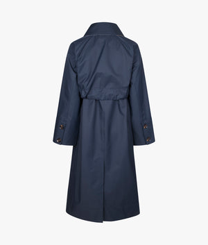 Beatrix showerproof trench coat in navy and dress tartan