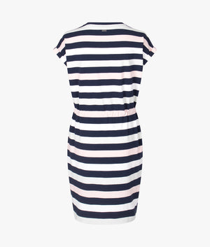 Marloes stripe dress in navy and pale aqua