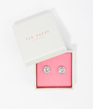 Soletia solitaire sparkle crystal studs in silver