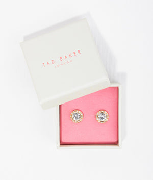 Soletia solitaire sparkle crystal studs in gold