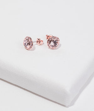 Soletia solitaire sparkle crystal studs in rose gold and vintage rose