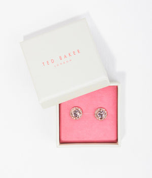 Soletia solitaire sparkle crystal studs in rose gold and vintage rose