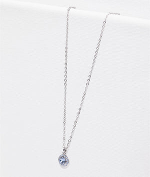 Soltell solitaire sparkle crystal pendant in silver and light blue