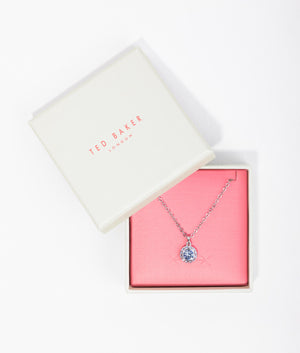 Soltell solitaire sparkle crystal pendant in silver and light blue