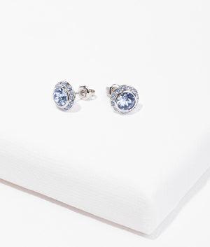 Soletia solitaire sparkle crystal studs in silver and light blue