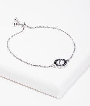 Cherla crystal button adjustable bracelet in silver & black crystal