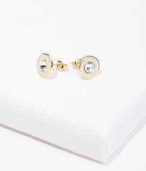 Cherelle crystal button studs in gold and light pink crystal