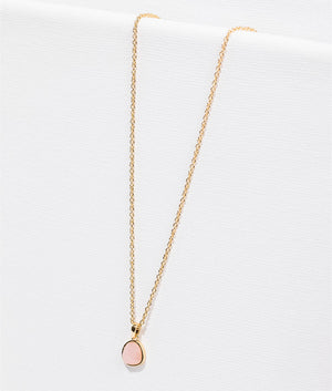 Peralia pebble stone pendant necklace in gold and light pink