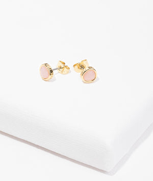 Pelma pebble stone stud in gold and light pink