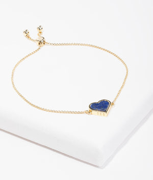 Morele monogram heart adjustable bracelet in gold and lapis