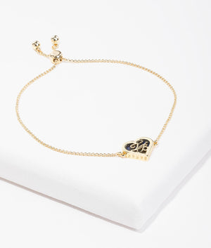 Morele monogram heart adjustable bracelet in gold and lapis