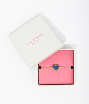 Morele monogram heart adjustable bracelet in gold and lapis