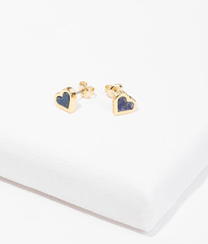 Morlia monogram heart stud in gold and lapis