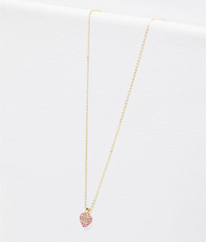 Adorina crystal sweetheart pendant necklace in gold and light pink ombre