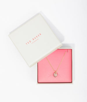 Adorina crystal sweetheart pendant necklace in gold and light pink ombre