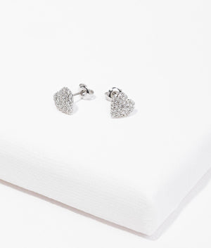 Adoraa crystal sweetheart stud earrings in silver