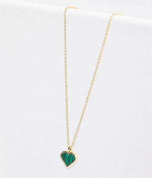 Morelie monogram heart pendant in gold and green