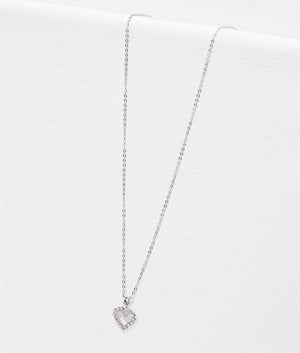 Amore crystal halo heart pendant in silver