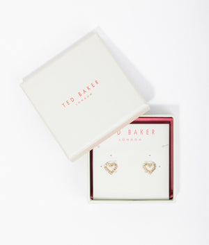 Amorina crystal halo heart stud earrings in gold