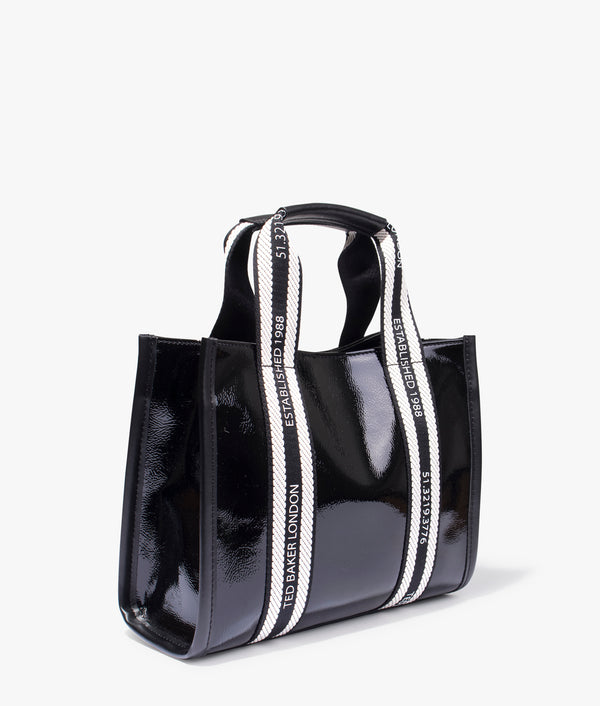 Ted Baker Quilted Patent Leather Top Handle Bag Black | Lyst UK