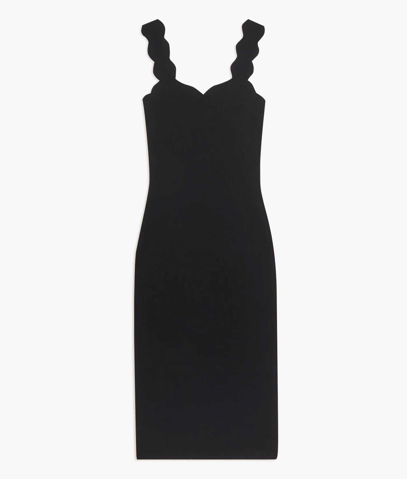 Sharmay scallop detail bodycon dress in black | EQVVS WOMEN