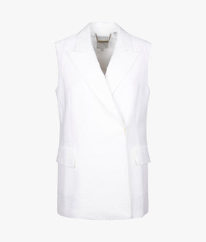 Charu seersucker sleeveless blazer in white