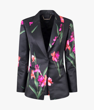 Hadina fitted printed blazer in black