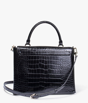 Aynissa croc effect top handle tote in black