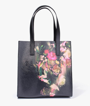 Saley printed floral small shopper in black