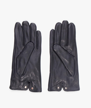 Sheryys bow detail leather gloves in black