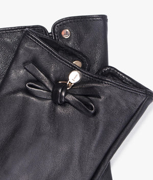 Sheryys bow detail leather gloves in black