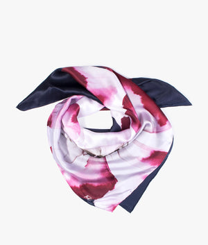 Janices flower print silk square scarf in dark blue