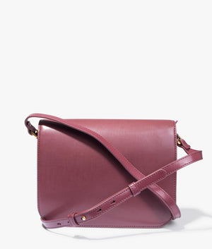 Kkayli polished leather shoulder bag in deep purple