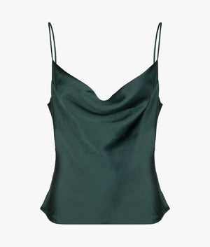 Kiti satin cowl neck cami in dark green