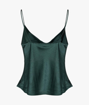 Kiti satin cowl neck cami in dark green