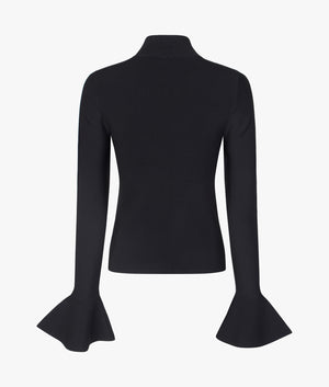 Laynha high neck frill sleeve knit in black