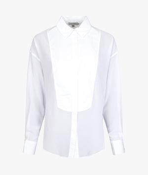 Lechosa oversized chifon bib detail blouse in white