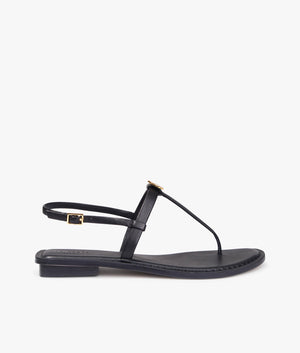 Harpurr flat t-strap sandal with coin detail in black